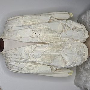 Vintage Jacket One Size Creme Beige Cowgirl  Western Fringe Casual Fun  EUC Cute